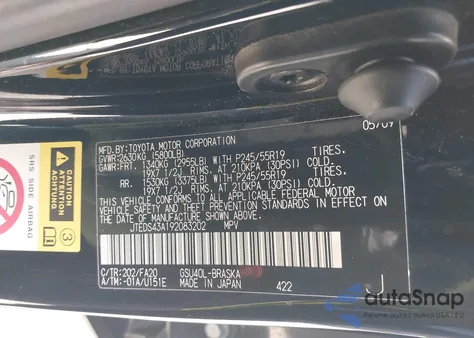 2009 Toyota Highlander Sport from USA, damaged, VIN JTEDS43A192083202